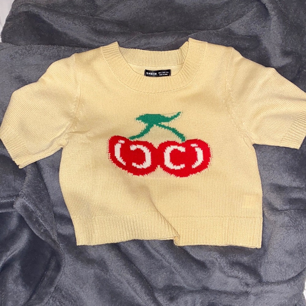 Tan cherry sweater